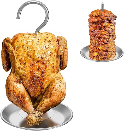 Miniatura 6 de LS'BABQ Estante de pierna de pollo 3 en 1 y brocheta Al Pastor para ahumador, accesorios de ahumador de acero inoxidable y brocheta vertical de