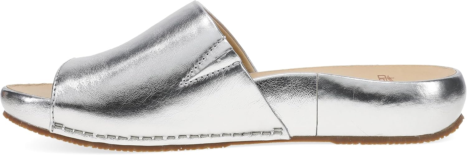 Dansko Women's Twyla Luxe Leather Slide Sandals — Minimalist Platform Slides with Cushioned Footbed, Breathable Leather Socklining & Durable Rubber Outsole