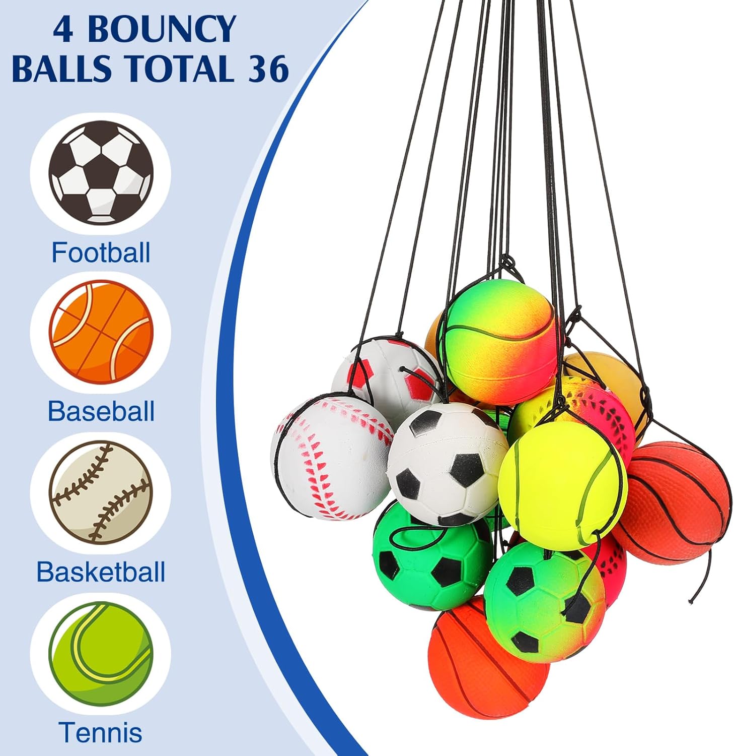 Skylety Wrist Return Ball on a String 1.85'' Rebound Sport Ball with Elastic Strap and String, Basketball Baseball Soccer Tennis Wristband Toy for Teens Adults Gifts, Wrist Exercise or Play