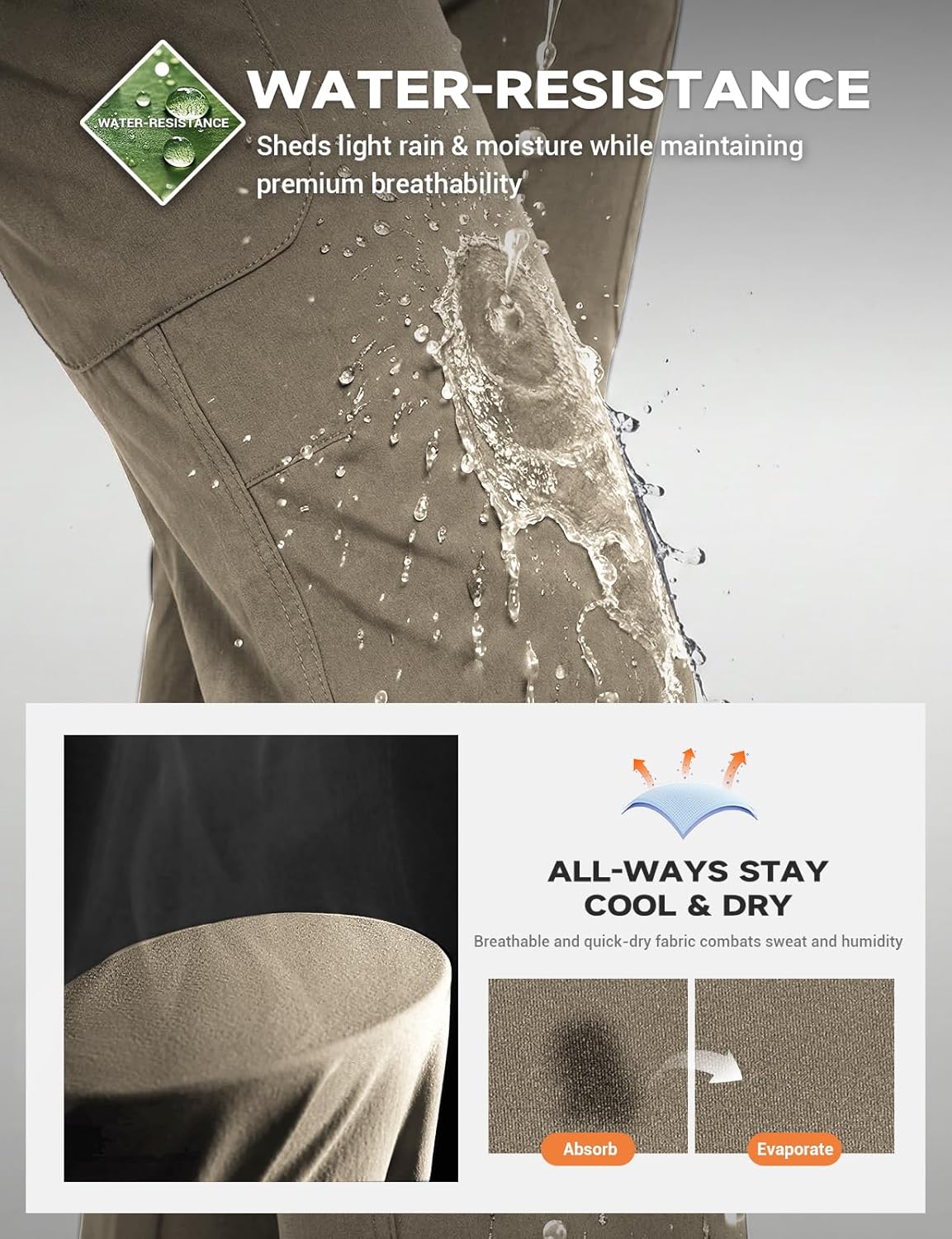 Moosehill Women's-Hiking-Pants-Cargo-Quick-Dry-Stretch-Lightweight Work Outdoor Pants with 5 Deep Pockets - Image 6