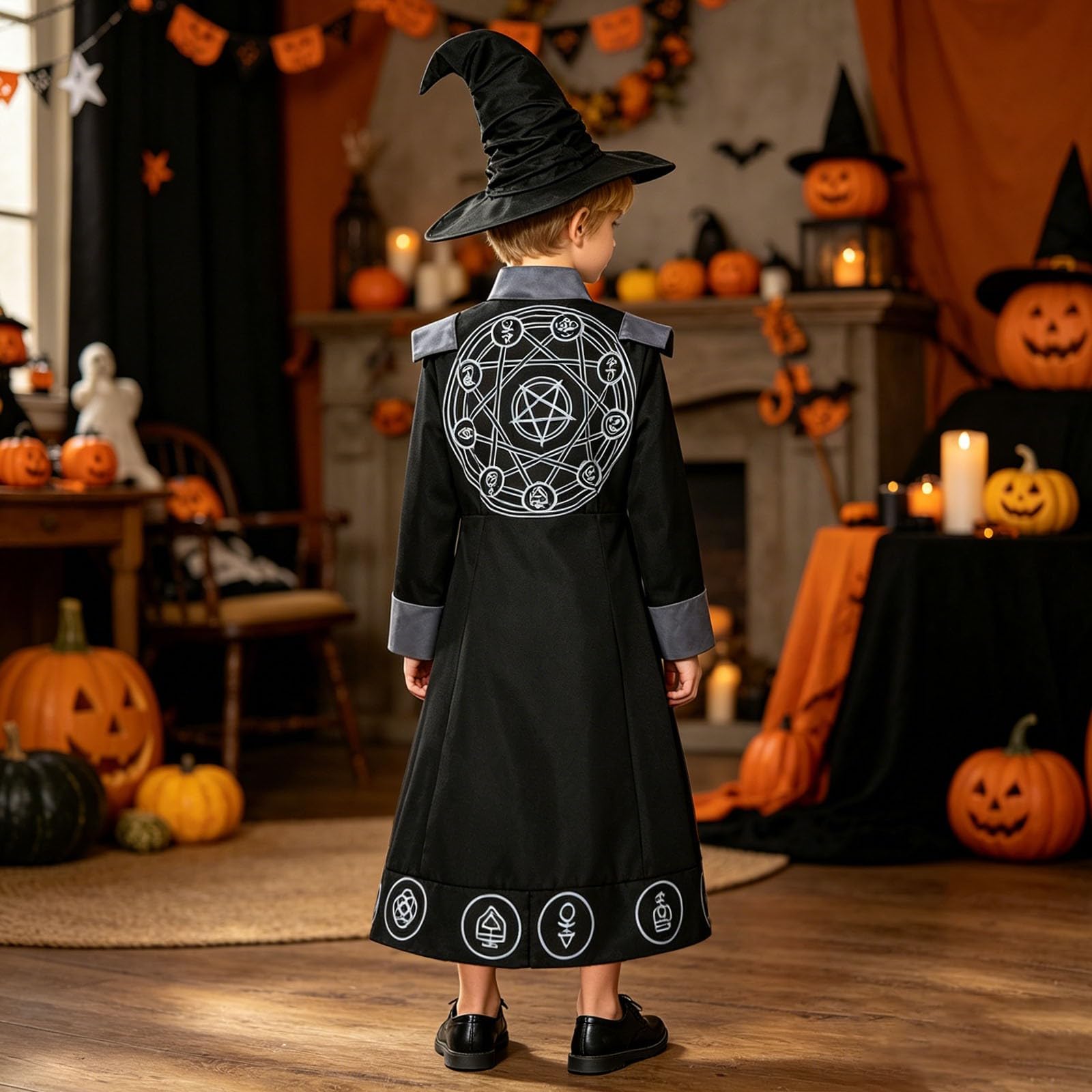 Faschingskostüme Kinder Junge Zauberer Umhang Performance Robe Cosplay Halloween Verkleidung Langer Magier Mantel Für Fasching Und Mottoparty Kinderkostüme Junge