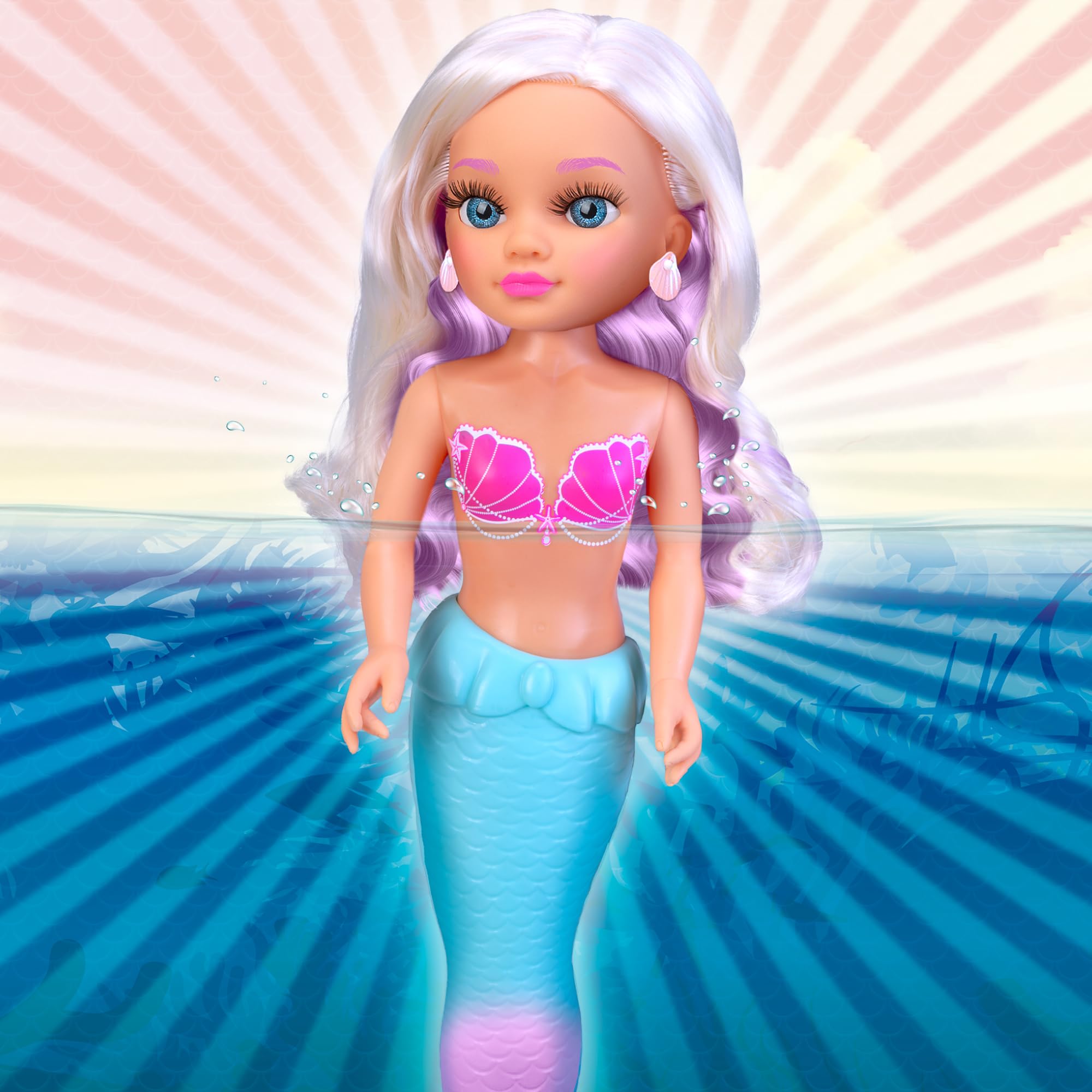 Nancy Magic Colour Mermaid Doll, 100% Mermaid, Tail and Bikini
