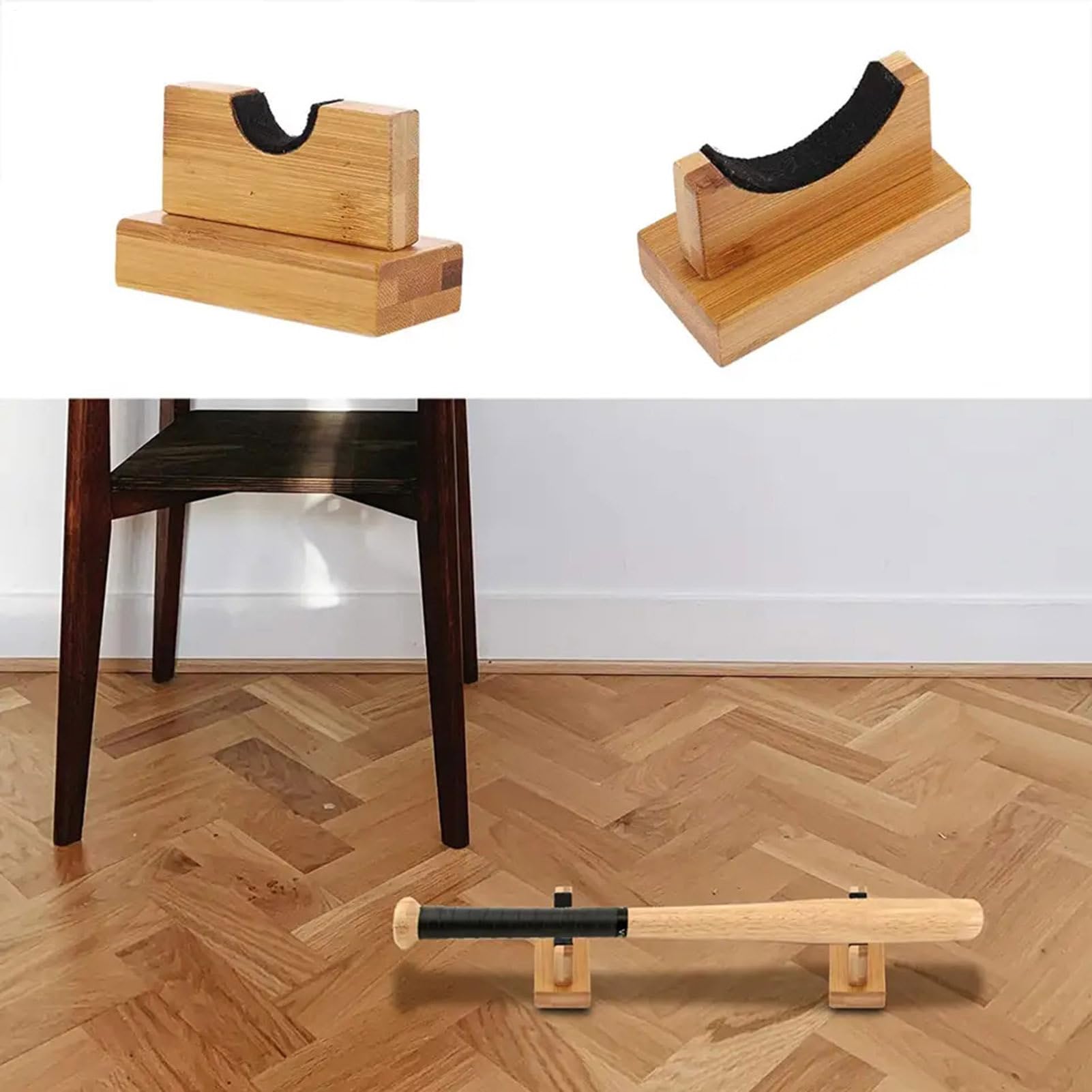 Support pour batte de baseball, affichage horizontal, en bois massif, fait à la main - Support pour batte de baseball - Support pour batte de baseball - Support d'affichage horizontal pour batte de