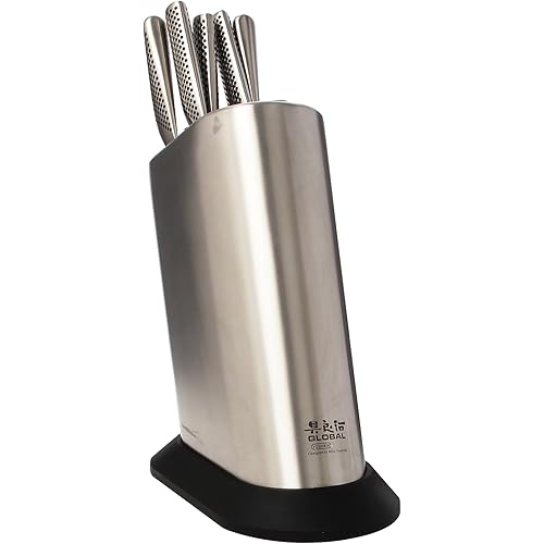 Global G-835/WS-6 Knife Set with Block, 6 Piece, Silver