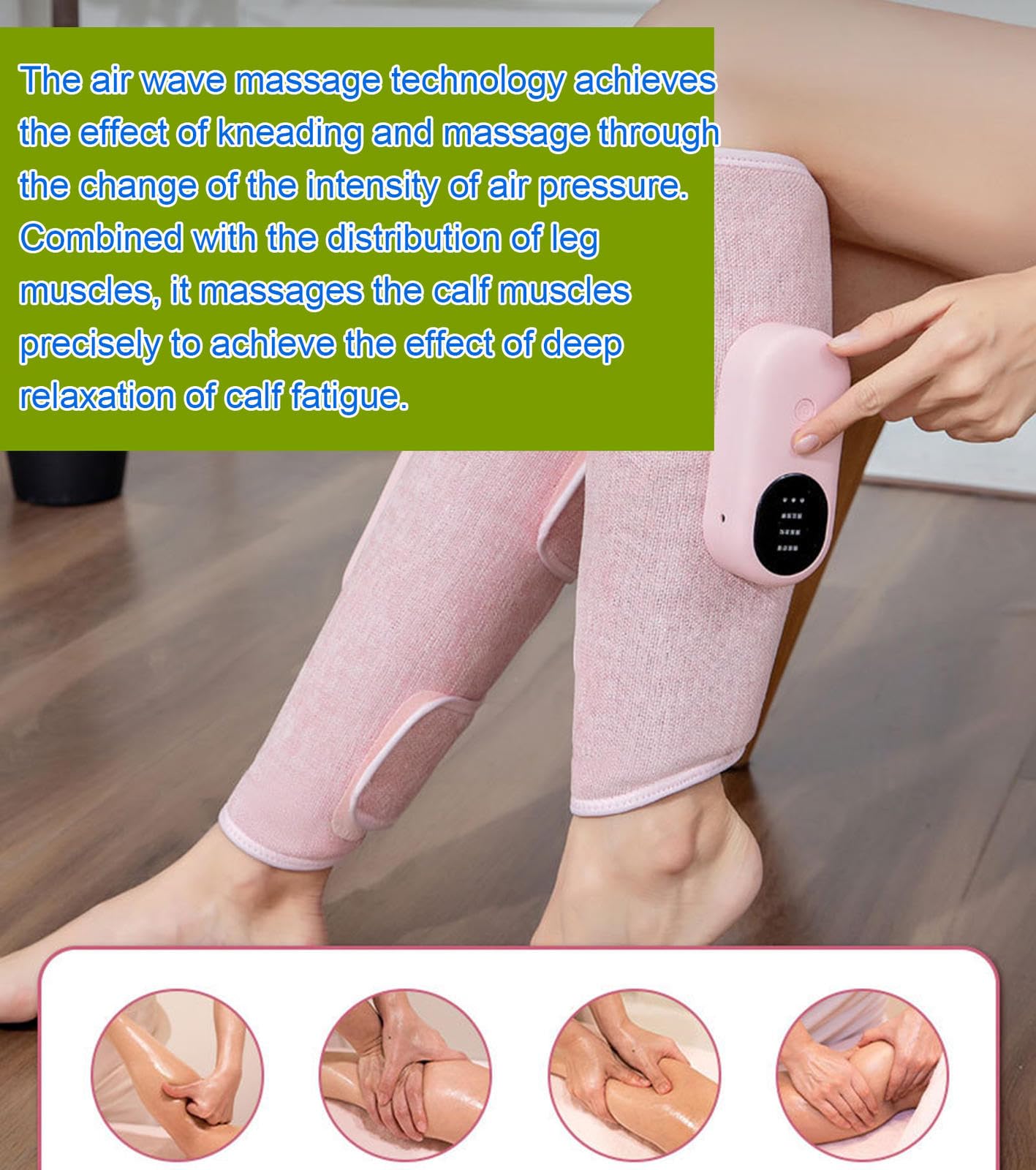 Beinmassagegerät für Durchblutung und Muskelentspannung, Luftdruck-Wadenmassagegerät, LED-Anzeige, Beheiztes Beinkompressionsgerät für Die Muskelregeneration Nach Dem Training,B