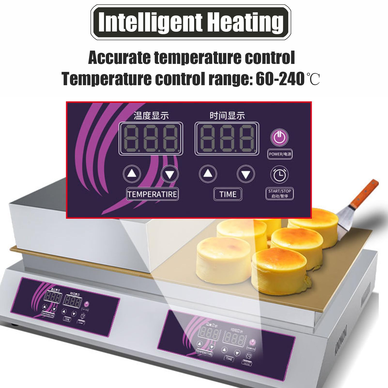 LYDZUSDP Commercial Pancake Maker,Commercial Non-Stick Souffle Maker Machine,Electric Muffin Maker Stainless Steel for Restaurant Bakery Leisure Snack Bar(Doublehead)