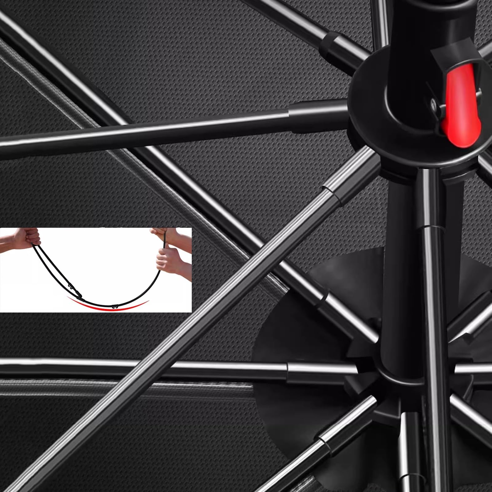 Parasol Wędkarski z Filtrem Przeciwsłonecznym 360° Tilt, Wiatroszczelny Parasol Tarasowy z 16 Żebrami