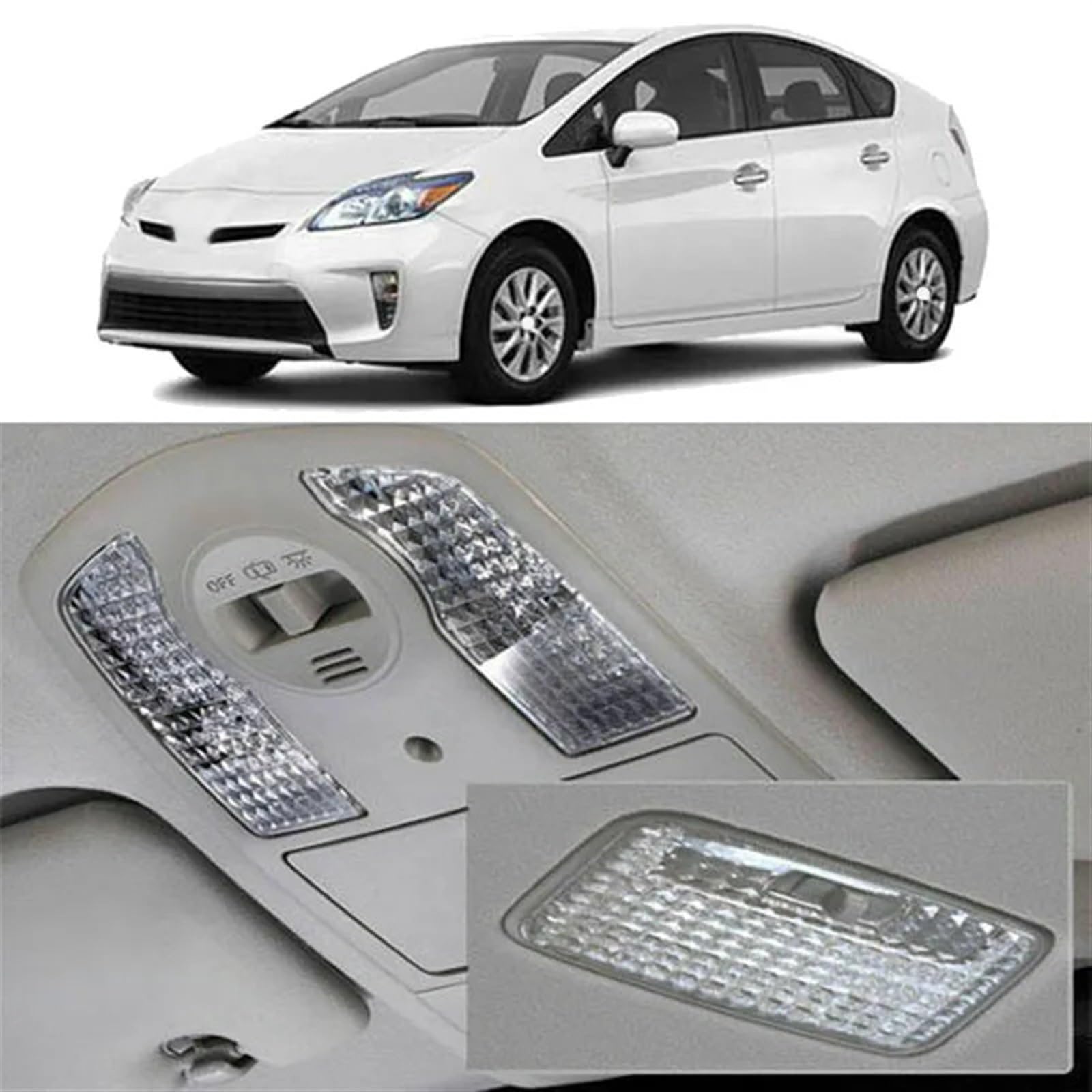 Cubierta de luz de lectura for luz de techo de mapa Interior transparente, for Prius 2010-2015, 3 uds. Luz de lectura superior del coche