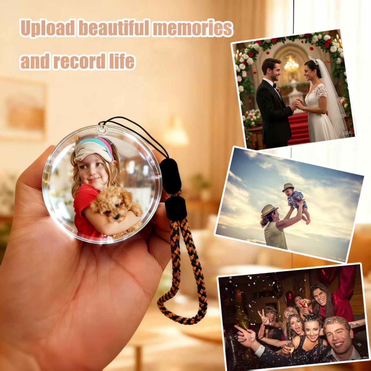2.7'' WiFi Memory Sphere Ball Orb Lamp Custom Video Christmas Ornament USB Rechargeable Crystal Ball Video Player Gift for Valentine,Family Memories (White, WiFi-2.7inch)