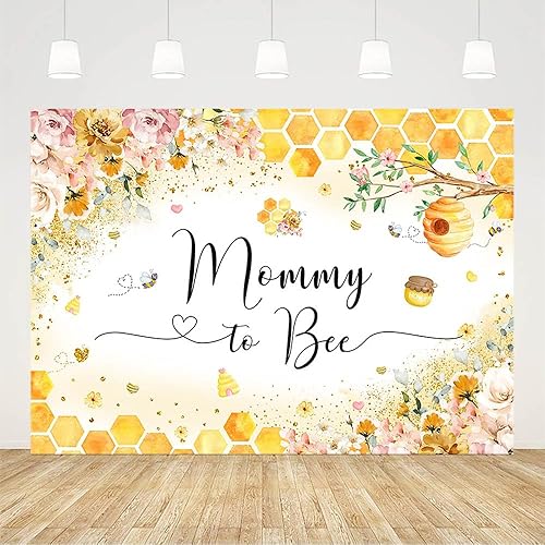 Miniatura 2 de AIBIIN Telón de fondo de 7 x 5 pies de mamá a abeja, decoración de baby shower, dulce como puede abeja, una pequeña abeja de miel está en camino,