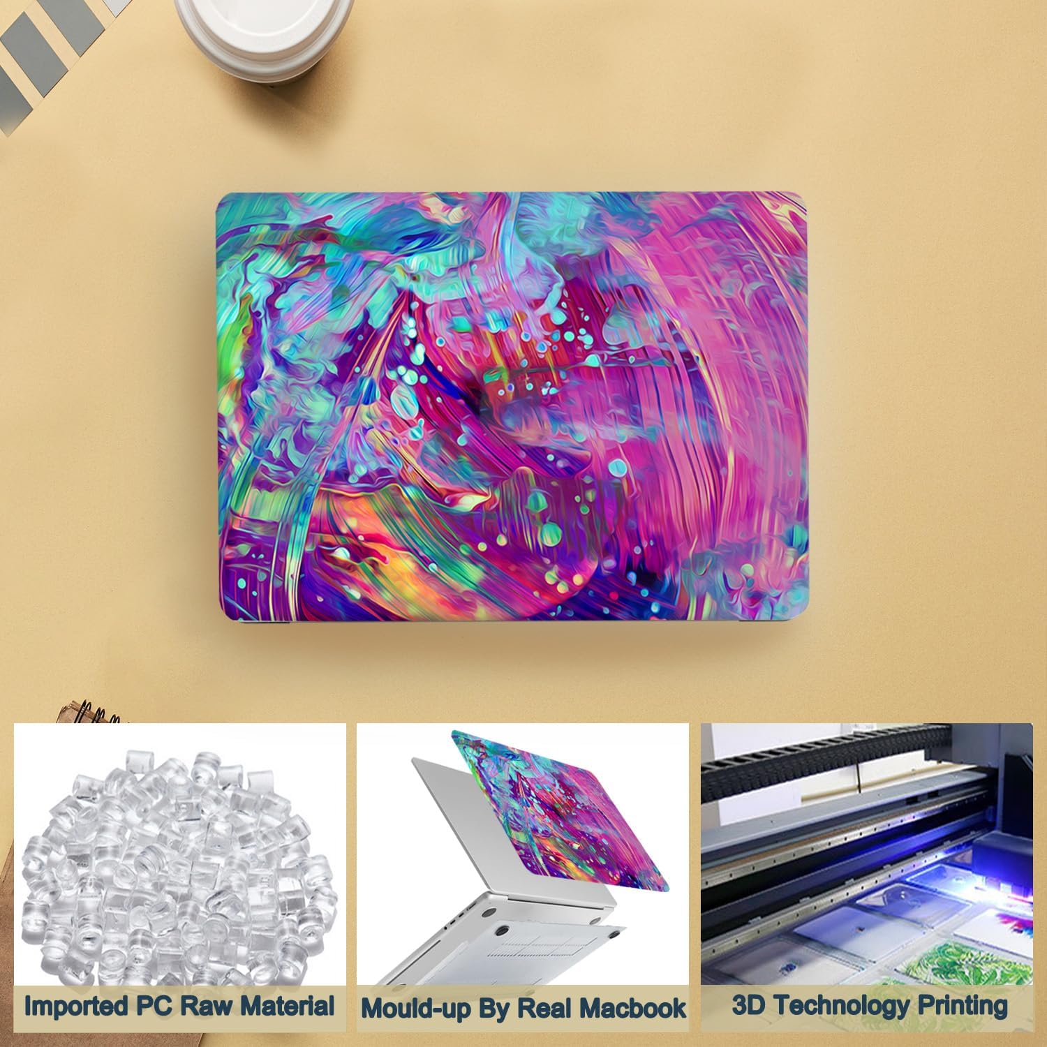 Laptop Case Compatible with New MacBook Air 13 Inch Case 2020 2019 2018 Release A2337 M1 A2179 A1932 with Retina Display & Touch ID, Plastic Hard Shell Case & Keyboard Cover Skin - Sunset - Image 5