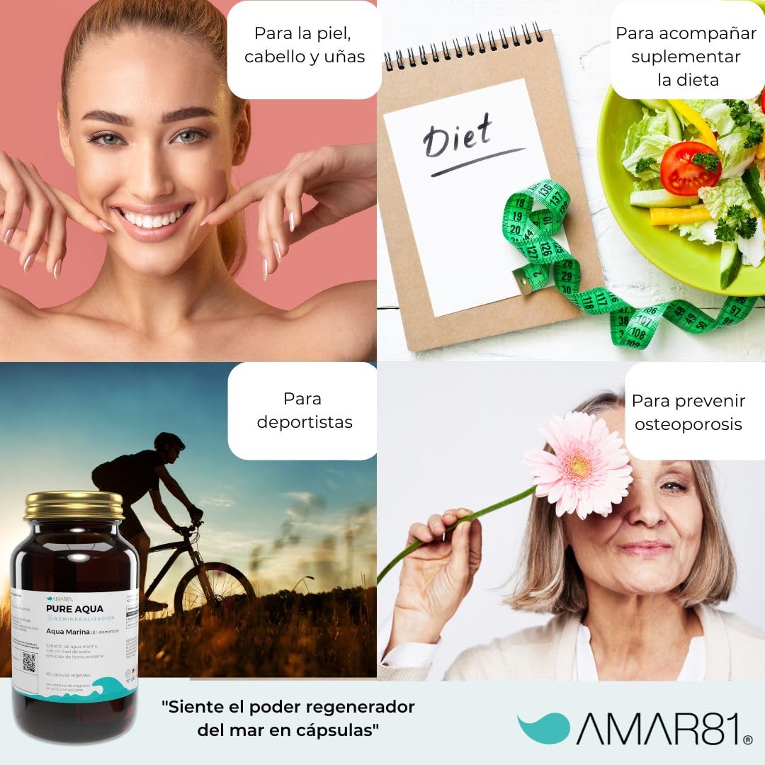 Colágeno UC-II®, Ácido hialurónico, Boswellia, Harpagófito y Sales minerales de agua de mar | Suplemento alimenticio para articulaciones, movilidad y huesos | MOVING AQUA | 90 cápsulas