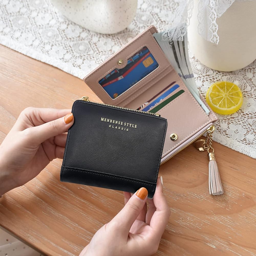 Portafoglio Donna In Pelle Sintetica | Portamonete Con Cerniera, Compatto, Con Nappa E Cuore - Foto 13