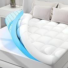 SINWEEK Dual Layer 4 Inch Memory Foam Mattress Topper King Size, 2 Inch Cooling Gel Memory Foam Plus 2 Inch Extra Thick Pillowtop Cover, Pressure Relieve Soft Mattress Pad,Blue