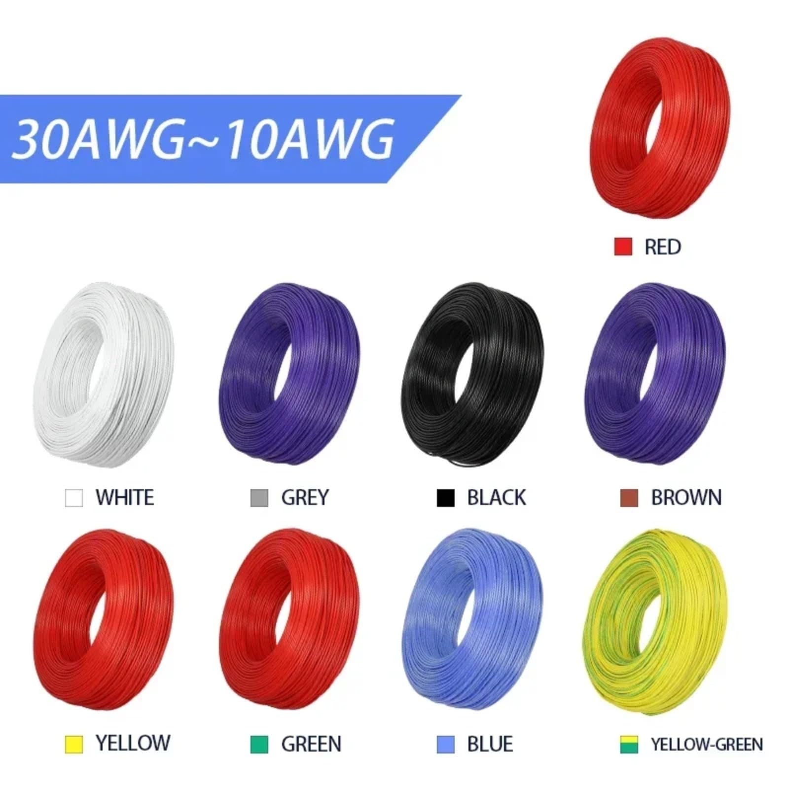 Cables electrónicos UL3135 aislamiento de silicona cobre 30 28 26 24 22 20 18 16 14 12 10 AWG cables resistentes a altas temperaturas (verde; 5 metros; 28 AWG)