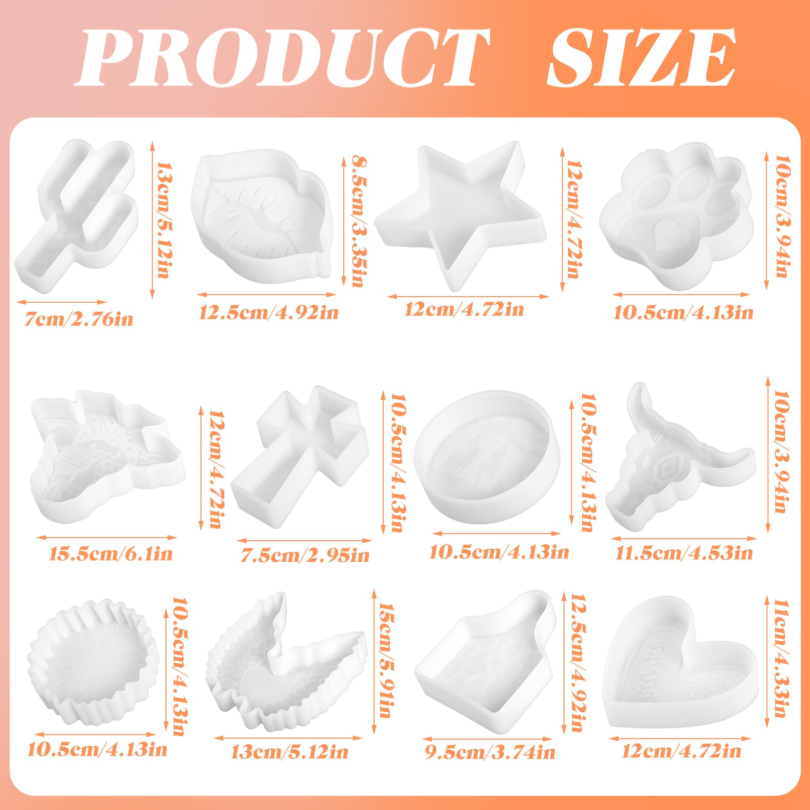Geyoga 12 moldes de silicona para refrescos de coche, para cuentas de aroma y hornear, para jabón, manualidades, horno, hecho a mano, suministros de regalo, 12 formas (bonito)