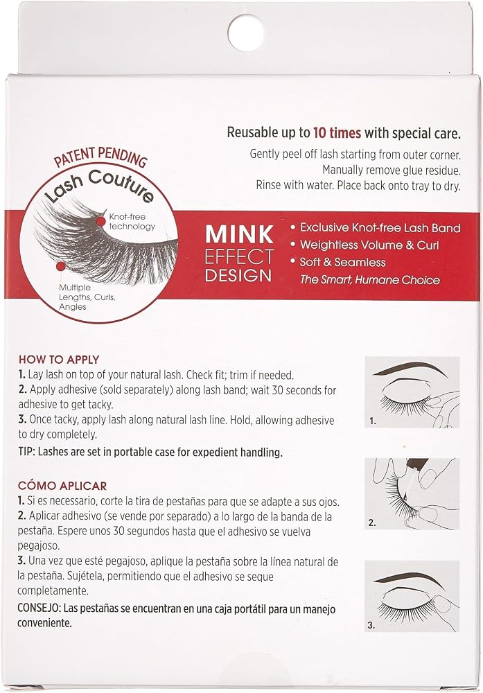 KISS Lash Couture Faux Mink False Eyelashes Multipack, ‘Little Black Dress’, 12mm, Multiple Lengths, Reusable, Cruelty Free, Vegan, Exclusive knot-free lash band, 4 Pairs