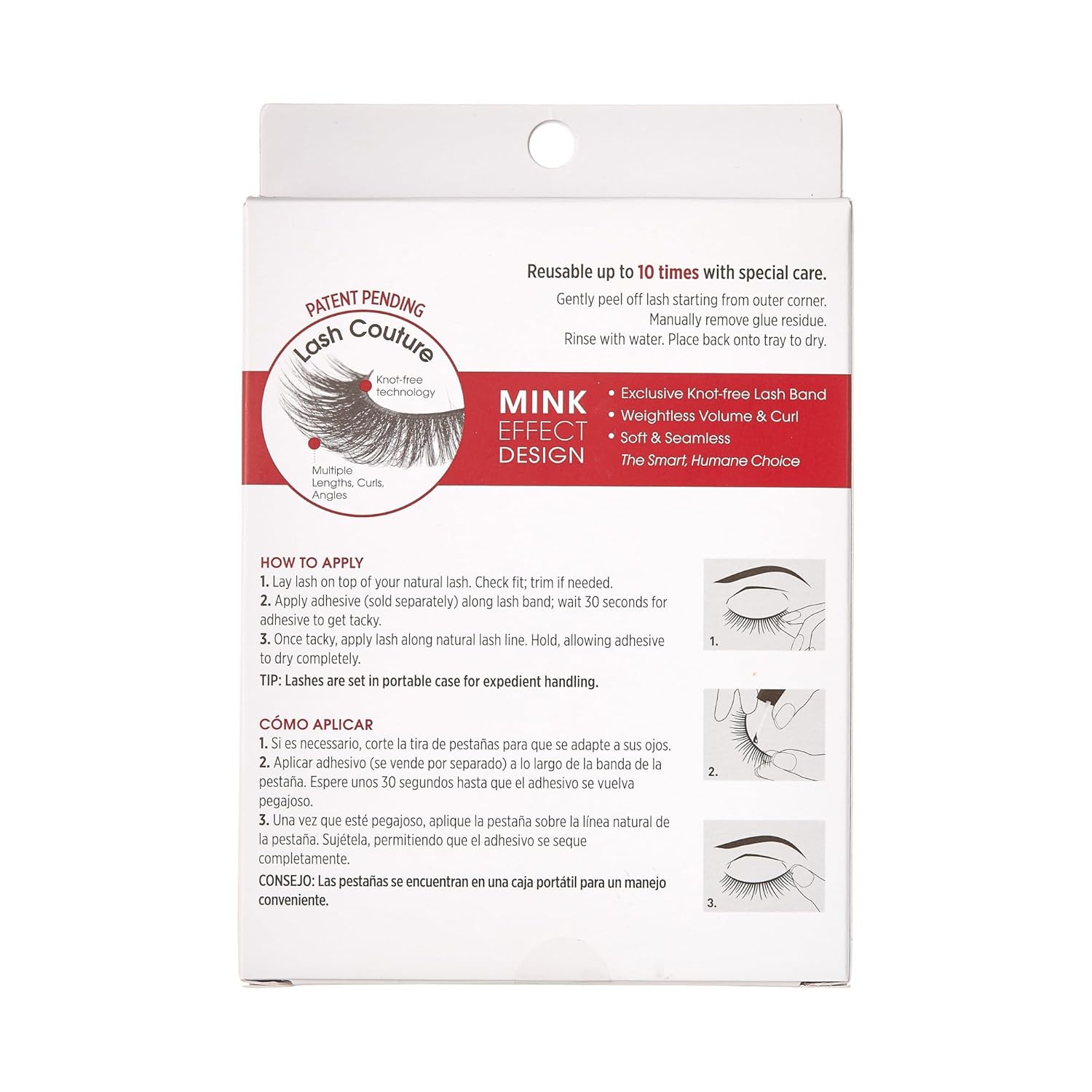 KISS Lash Couture Faux Mink False Eyelashes Multipack, ‘Little Black Dress’, 12mm, Multiple Lengths, Reusable, Cruelty Free, Vegan, Exclusive knot-free lash band, 4 Pairs