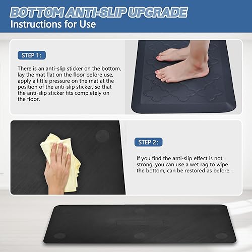 Miniatura 4 de Absolutely Non Slip Anti Fatigue Floor Mat78 Inch Thick Cushioned Kitchen Mat,Ergonomic Comfort Standing Mat, Waterproof Rugs for House, Office,