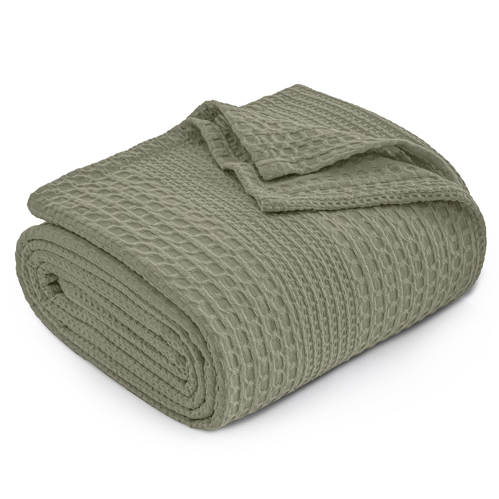 phf lightweight waffle weave blanket king size, breathable & ultra soft, 104"x 90" soft & cozy thin blanket for all season & hot sleepers, bed, home decor - dusty sage