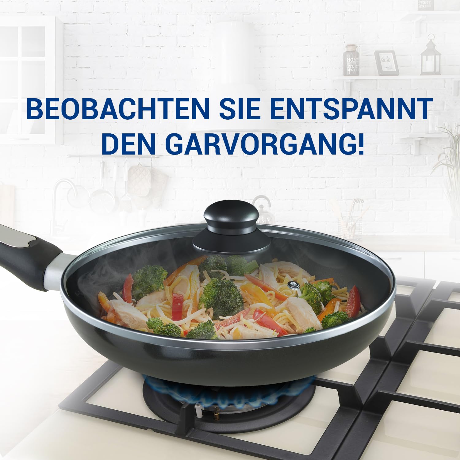 Couvercle Universel Verre Trempé UTALIND 22,9cm - Pour Casseroles Et Poêles - Trou Vapeur