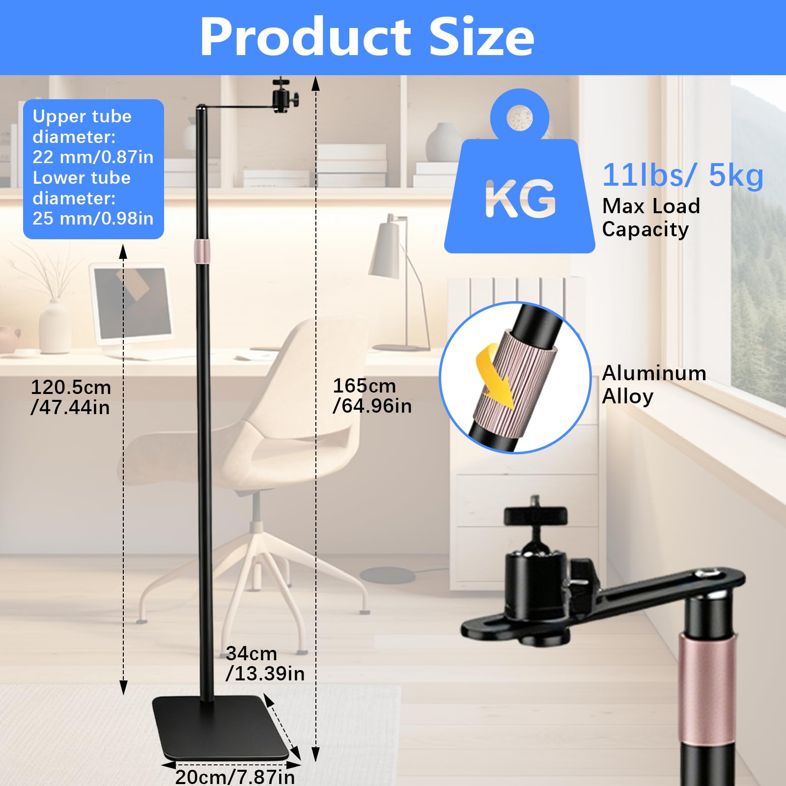 BRGD Soporte para Proyector, Soporte de Suelo Oculto de Metal con Giro de 360° para Apartamentos Pequeños, Dormitorios y Salas de Estar, Altura Regulable de 30 a 130cm