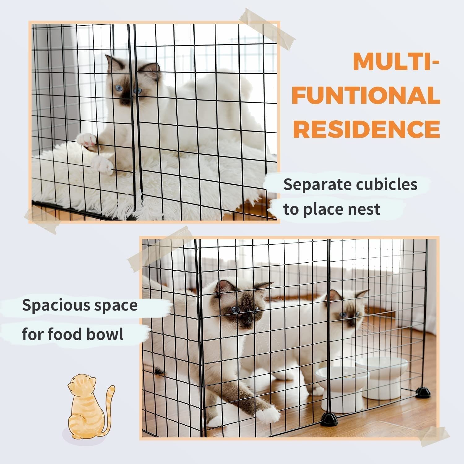 Gabbia per Gatti - Recinto per Gatti Recinto per Gatti da Interno Gabbia per furetti Trasportini per Cani Cucce per Gatti Recinto per Animali Domestici Facile da Pulire - Ampio Spazio per es