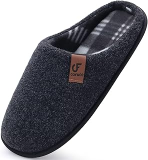 COFACE Men's Felt Slippers, Warm Comfortable Men's Slippers with Non-Slip Rubber Sole for Indoor and Outdoor Use, Size EU 40-49/UK 6.5-13.5
