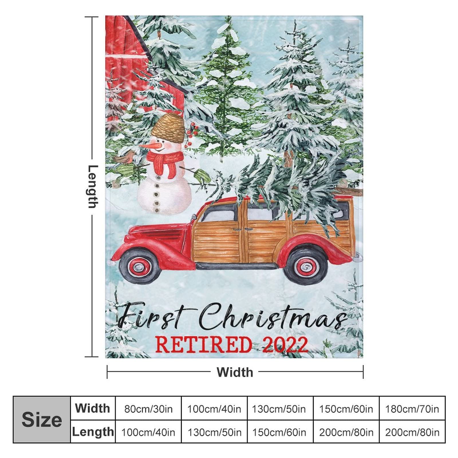 Coperta morbida e confortevole per il primo Natale in pensione 2022 Coperte di flanella Natale Nero Pupazzo di neve Camion Fattoria Coperta di Natale Divano Gettare Coperta soffice 150x200cm