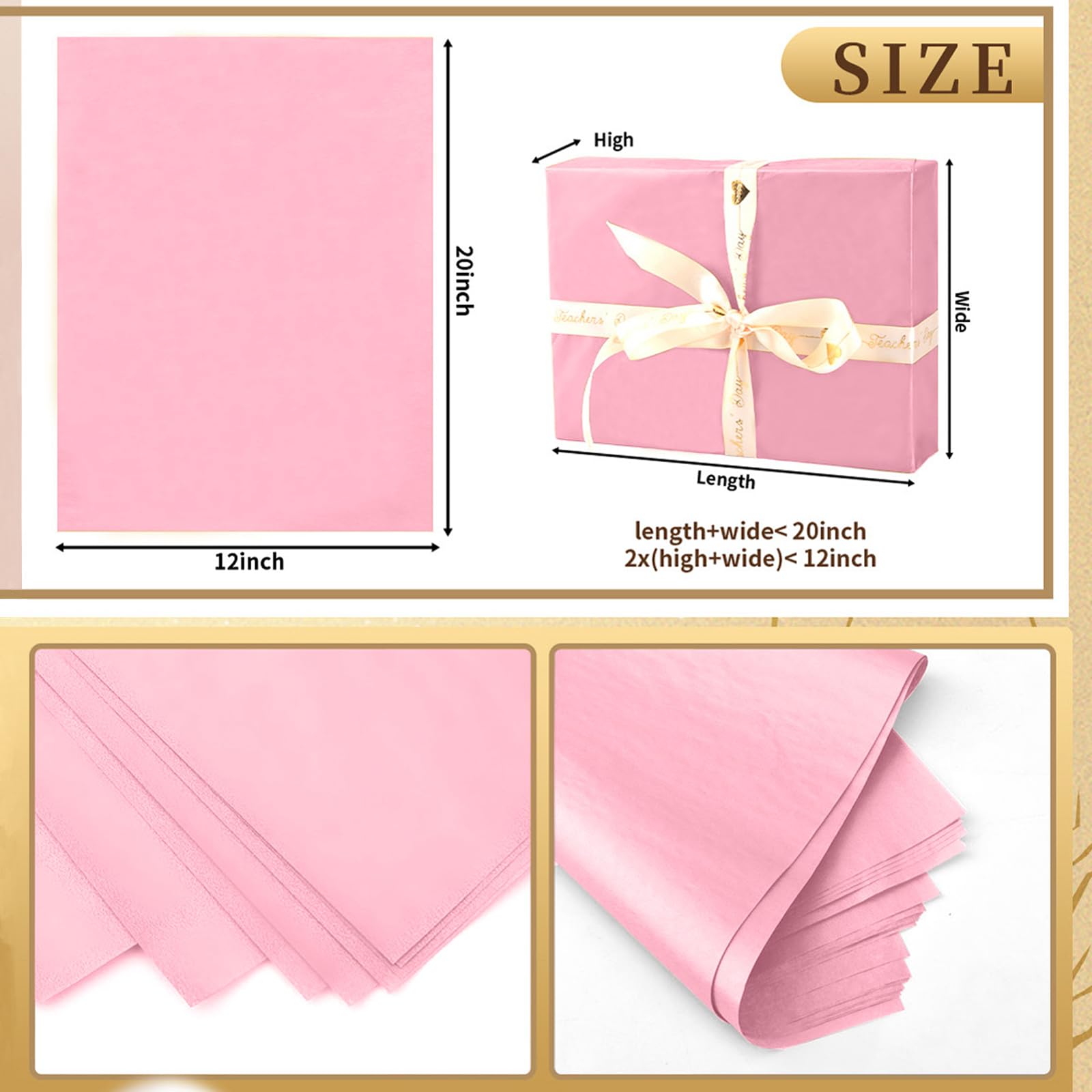 Sourcing Map 20 Hojas Grandes De Papel De Seda De Color Beige Pastel A Granel De 50 Cm X 66 Cm Para Bolsas De Regalo, Bodas, Fiestas, Decoración De Regalos, Manualidades