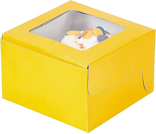 Cajas para magdalenas amarillas con ventana e inserciĂłn 12 unidades Cajas para magdalenas amarillas con ventana e inserciĂłn 12 unidades
