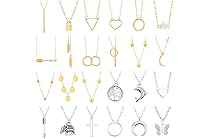 24PCS Teen Girl Jewelry Necklace Sets in Silver and Gold