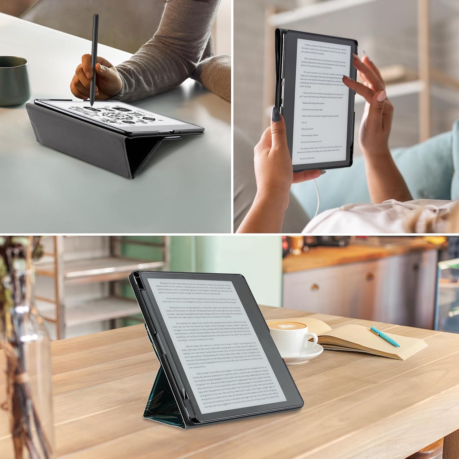 CoBak Stand Case for Kindle Scribe - Premium Folio Leather Cover with Pen Holder, Auto Sleep/Wake - Compatible with 10.2 Inch Kindle Scribe (2022/2024 Release)