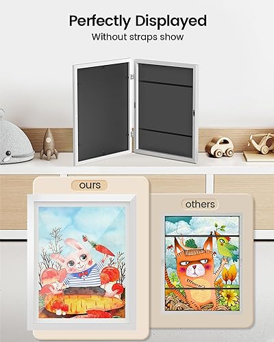 Miniatura 3 de BAIJIALI Paquete de 2 marcos de arte blancos para niños, marcos de arte para niños, exhibición intercambiable de 8.5 x 11 pulgadas con paspartú o de
