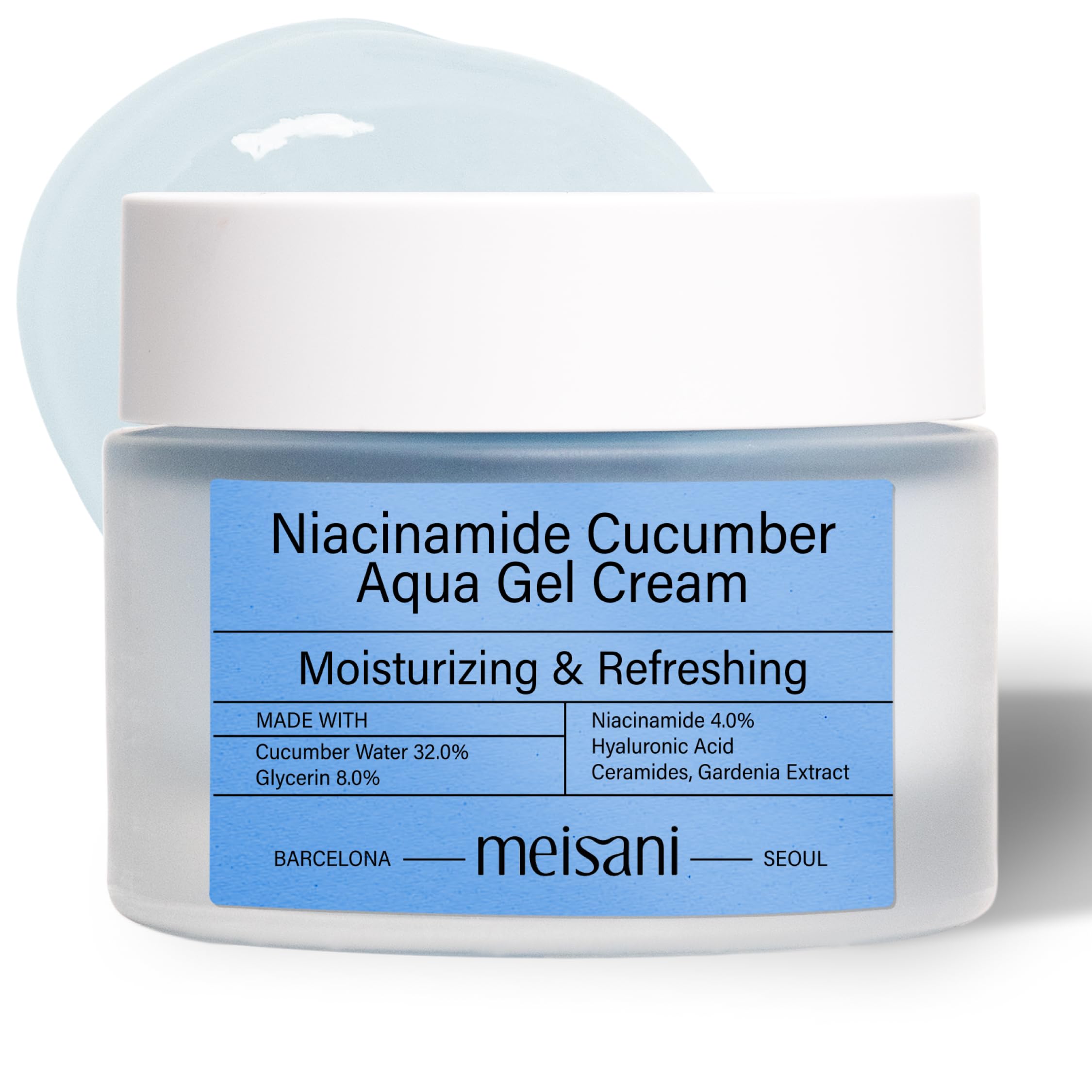 Meisani Niacinamide Cucumber Aqua Gel Cream, Crema facial refrescante con pepino y niacinamida, textura gel (50ml)