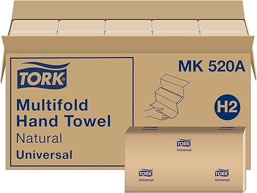 Tork MK520A - Toalla de mano multiplegable natural H2 universal 100 fibras recicladas 16 x 250 hojas 16 x 250 hojas Tork MK520A - Toalla de mano multiplegable natural H2 universal 100 fibras recicladas 16 x 250 hojas 16 x 250 hojas