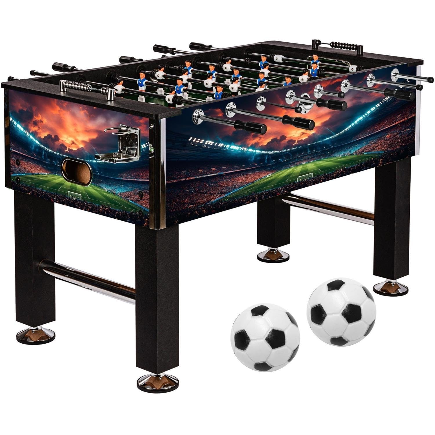 GAMES PLANET Kickertisch Leeds in 6 Farben, Tischfußball, Tischkicker, inkl. 4 Bälle + 2 Getränkehalter, ca. 60kg
