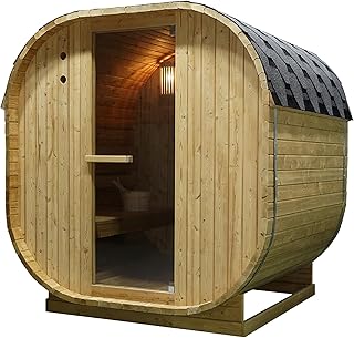 CANADIAN SPA CO. Luxus-Fasssauna, hybride Sauna mit Infrarotkabine und elektrischem Saunaofen, 1842 x 1200 x 1945 mm, Dampfsauna für zuhause aus erstklassigem Fichtenholz