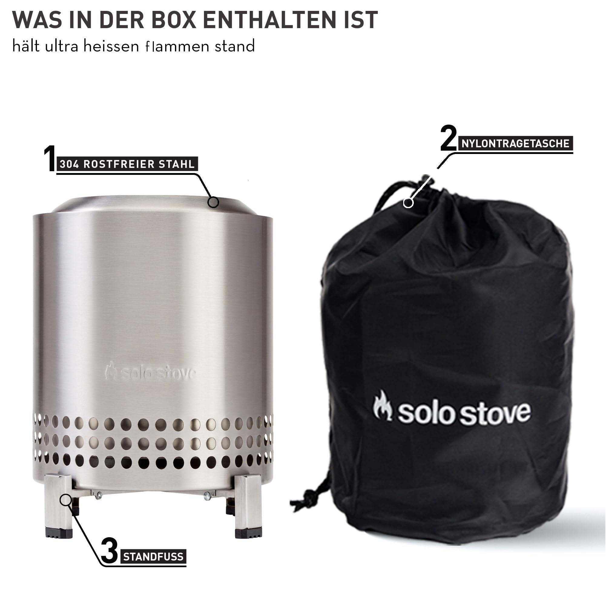 Solo Stove Mesa XL Tischfeuer Outdoor Edelstahl Mini Tischkamin 21,8 x 17,8cm 1 kg Silber
