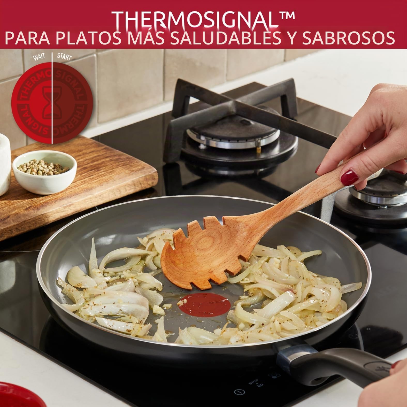 Lagostina Gota Wok 28 cm, revestimiento de cerámica antiadherente, deslizamiento óptimo, limpieza fácil, Thermo-Signal, segura, compatible con inducción