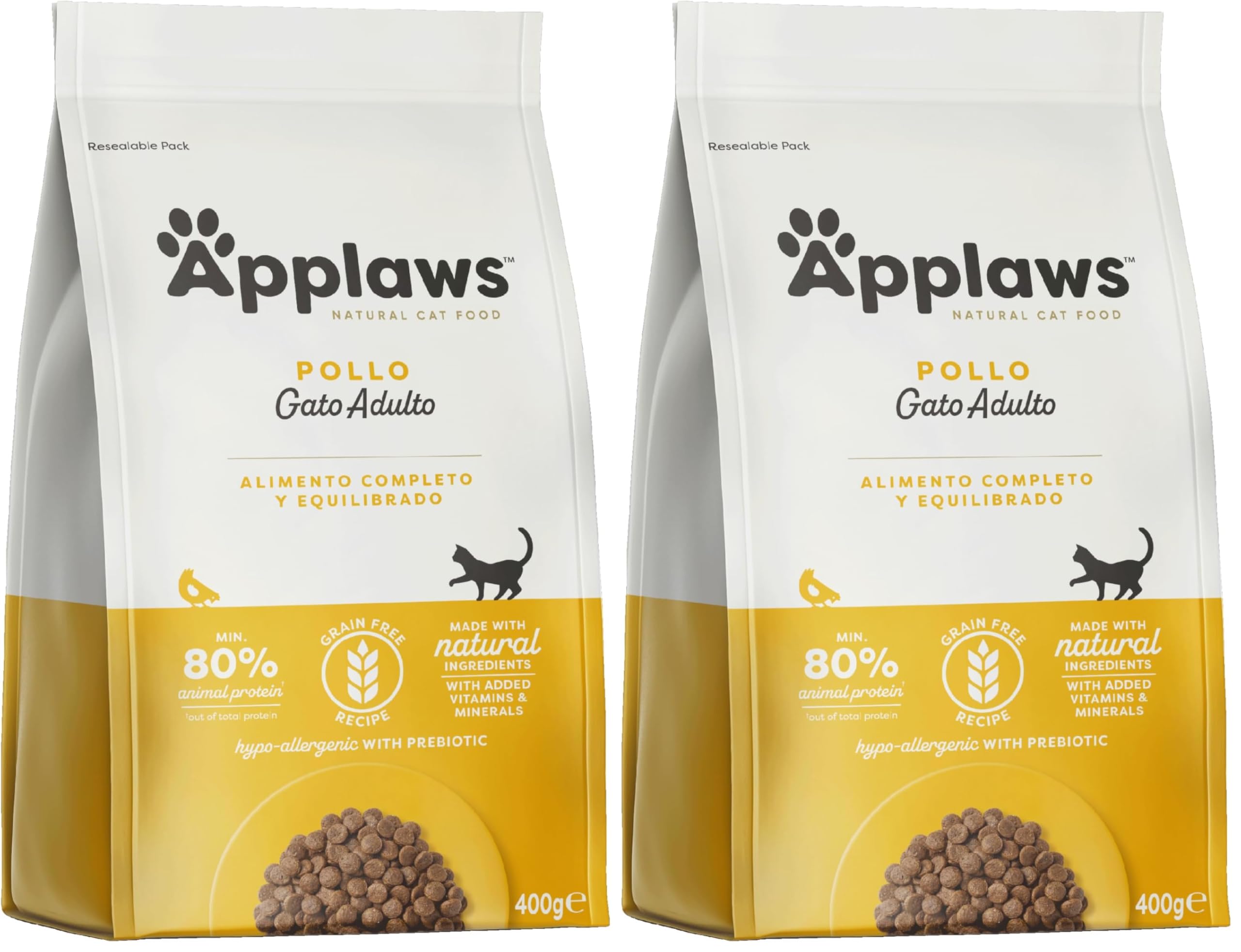 Applaws Complete and Grain Free Dry Cat Food, Adult Chicken, 400g (Pack of 2)