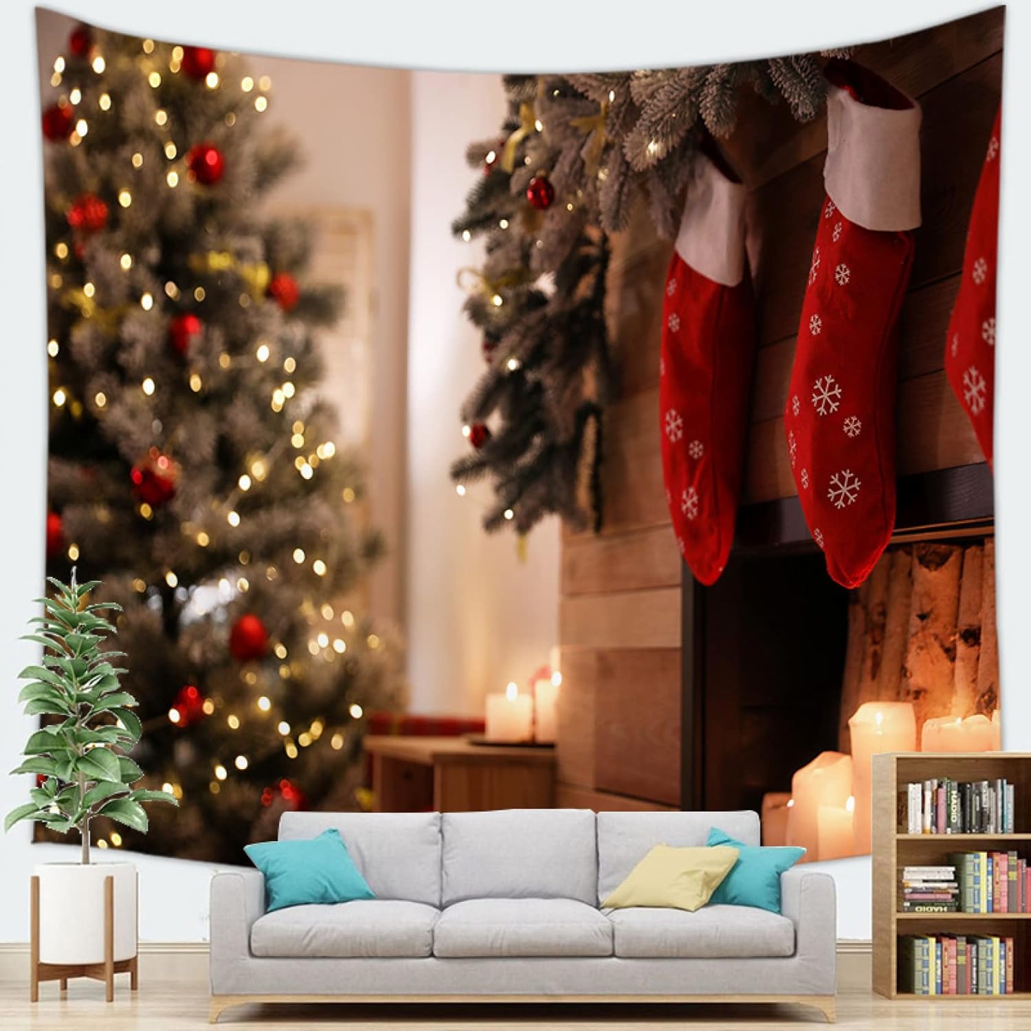メリークリスマス タペストリー 暖炉 クリスマスツリー クリスマスソックス 壁掛けタペストリー 150 130cm 壁飾り 家 メリークリスマス タペストリー 暖炉 クリスマスツリー クリスマスソックス 壁掛けタペストリー 150 130cm 壁飾り 家
