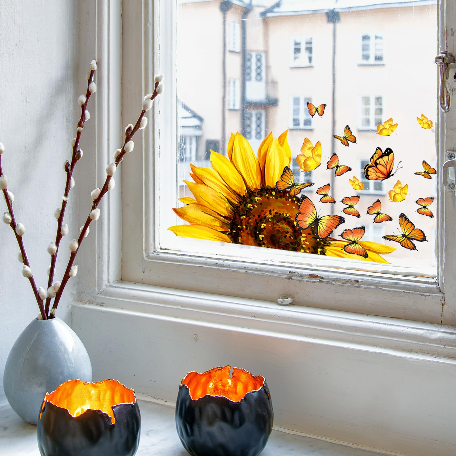 Adesivi Floreali Per Finestre - 24x12 Cm, Doppia Faccia, Riutilizzabili E Senza Residui - Foto 11