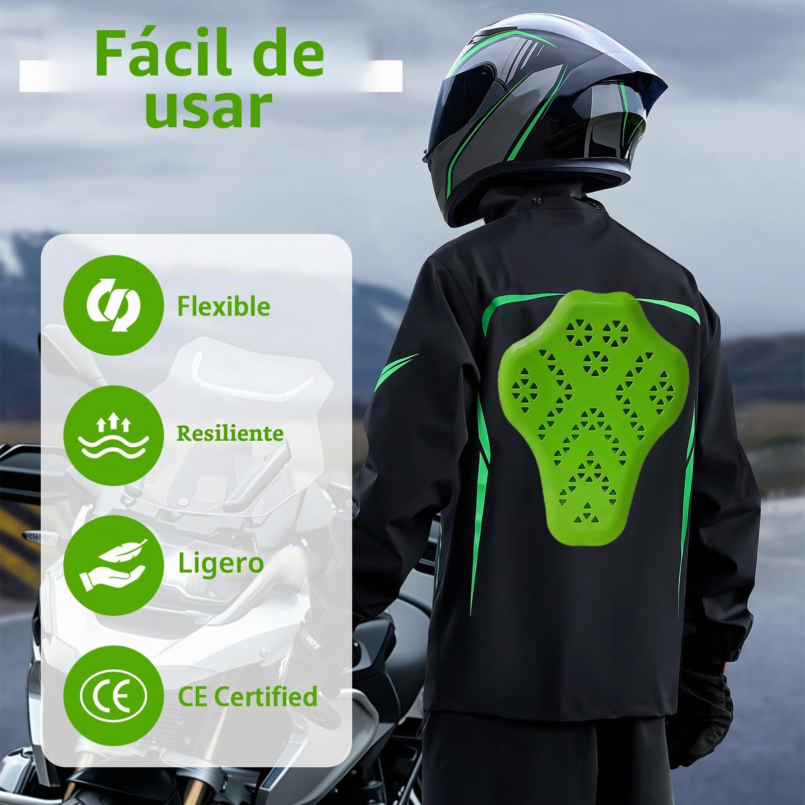 BRGD 7 Piezas Juego de Protectores para Moto, Alta Seguridad Insertos Amortiguadores para Motociclismo, Ciclismo de Montaña, Motocross y Skateboarding