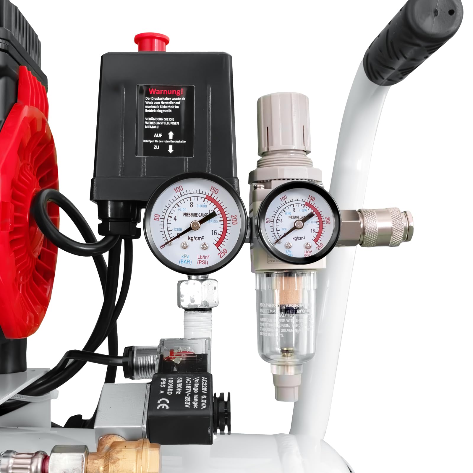 KnappWulf Flüsterkompressor Druckluftkompressor Kompressor KW4024 mit 24L 10 Bar 1100 Watt 1,5PS inkl. Wasserabscheider Kondenswasser Ablasshahn 69db