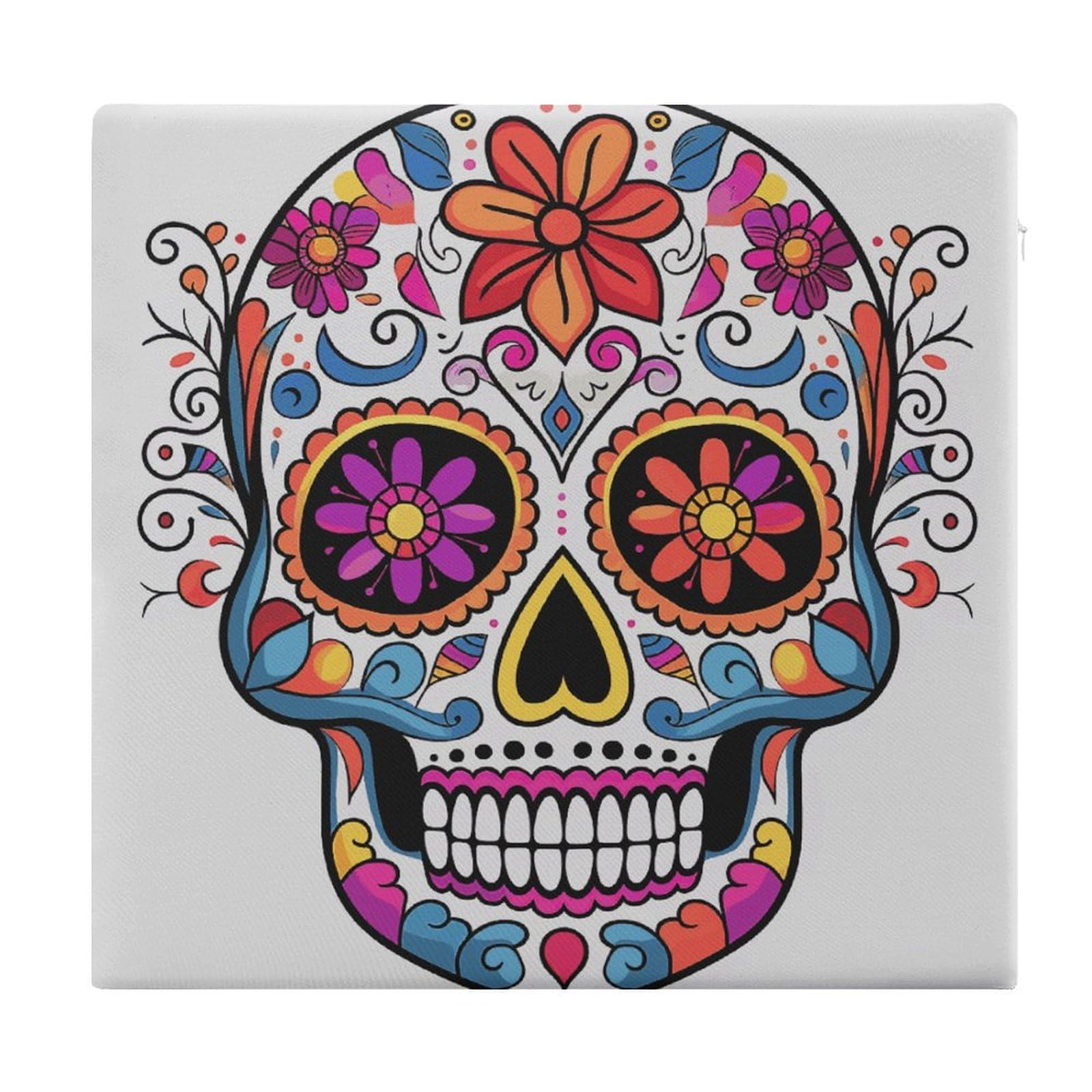Adfgyerh Style Sugar Skull Cushions Memory Foam For Adults, Seat Cushion Chair Pads Soft, Square Pillows For Dining, Kitchen, Office, Patio Chairs