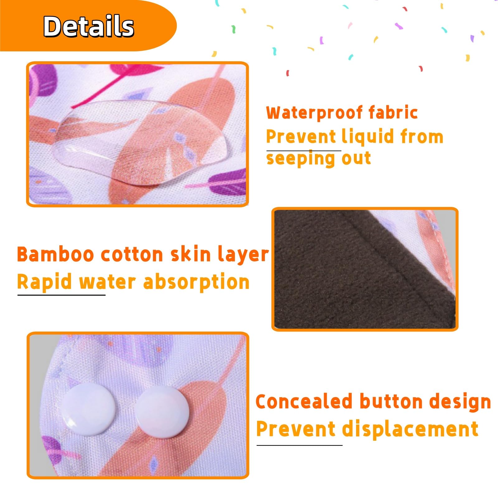 Washable Overnight Cloth Panty Liners Period Pads,Washable Sanitary Pad with Wings,Reusable Sanitary Pads for Women,7pcs/Set,Pack of 6+1 Storage Bag,Cloth Sanitary