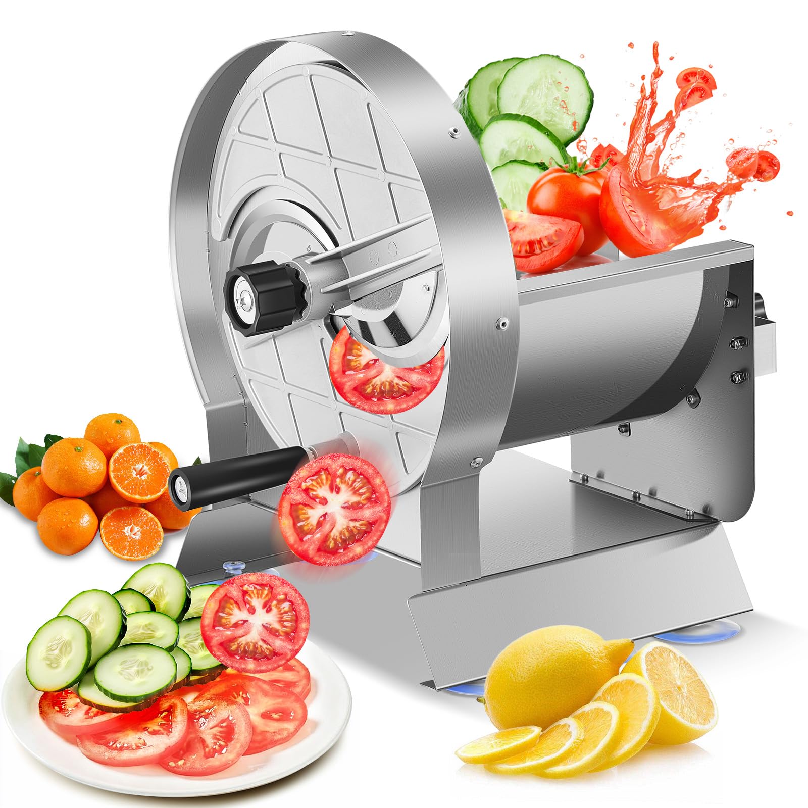 Cortadora Profesional De Verduras De Acero Inoxidable, Grosor Ajustable 0-13 Mm, Cortador De Tomates, Cebollas, Patatas Y Frutas, Tolva Grande con 6 Ventosas