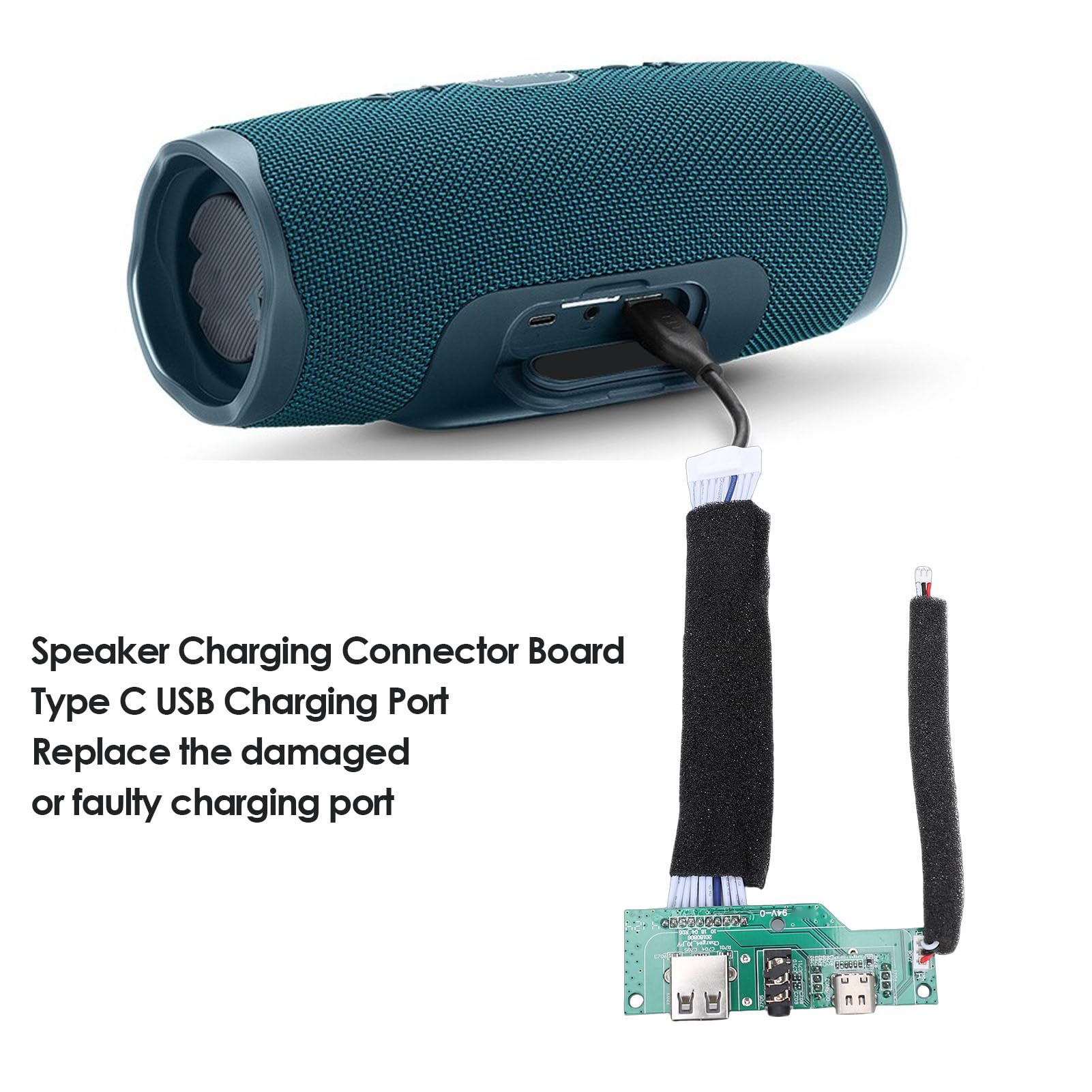 Generic Ersatz der Ladeanschlussplatine für den GG-Lautsprecher der Charge 4-Version, Typ-C-USB-Anschluss-Stromversorgungsmodul, Robuste Leiterplatte mit Anschlussdesign, Ideal für die Reparatur des