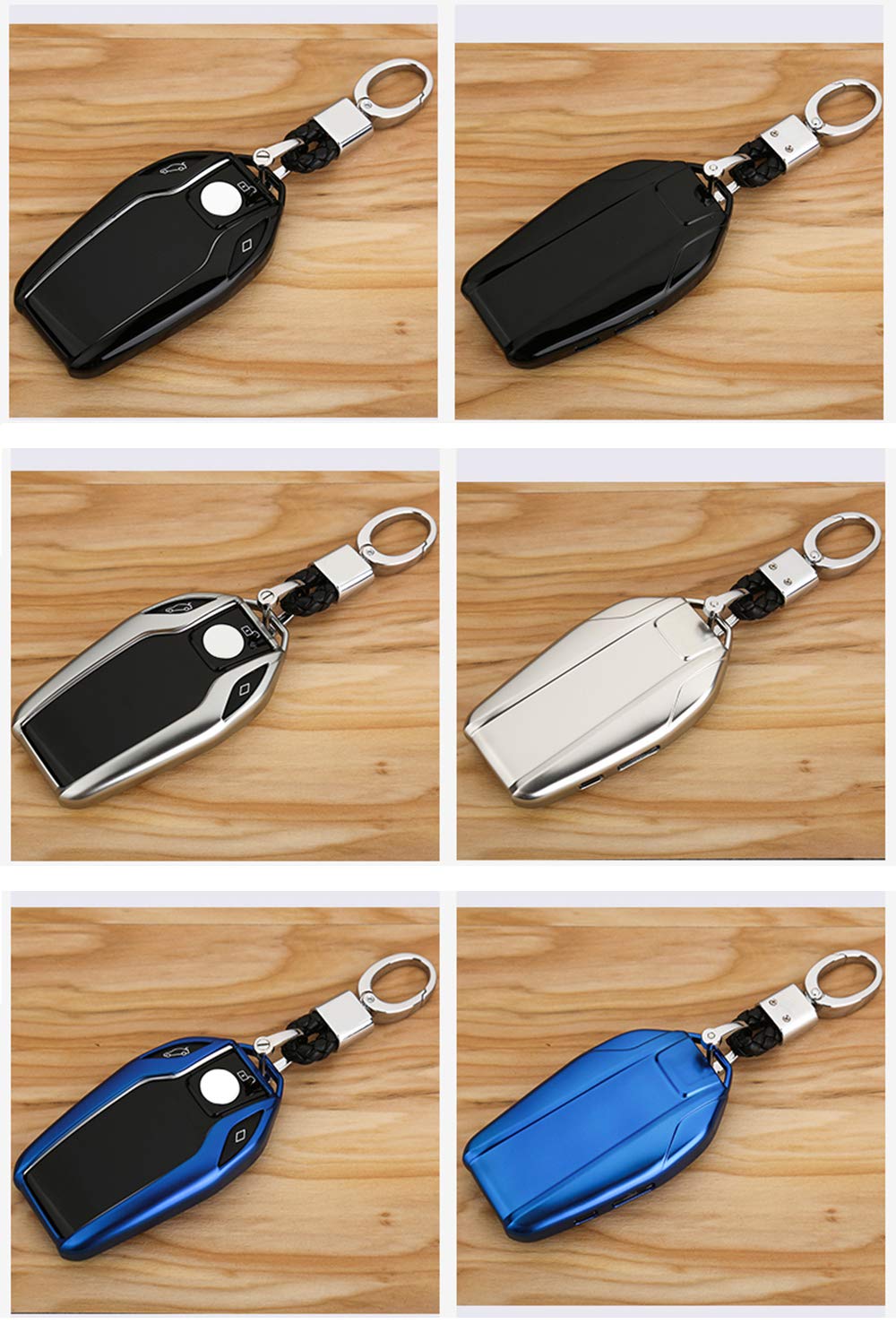 ontto Smart Display Remote Key Fob Cover Cover Shell Holder con portachiavi portachiavi morbido TPU Key Skin Keyless Fit per BMW Serie 5 7 Serie Blu